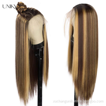 100% Human Hair 30 Inch Straight 4x4 13x4 Transparent Lace Highlight Human Hair Wigs 12a Virgin human Hair HD Full lace Wig